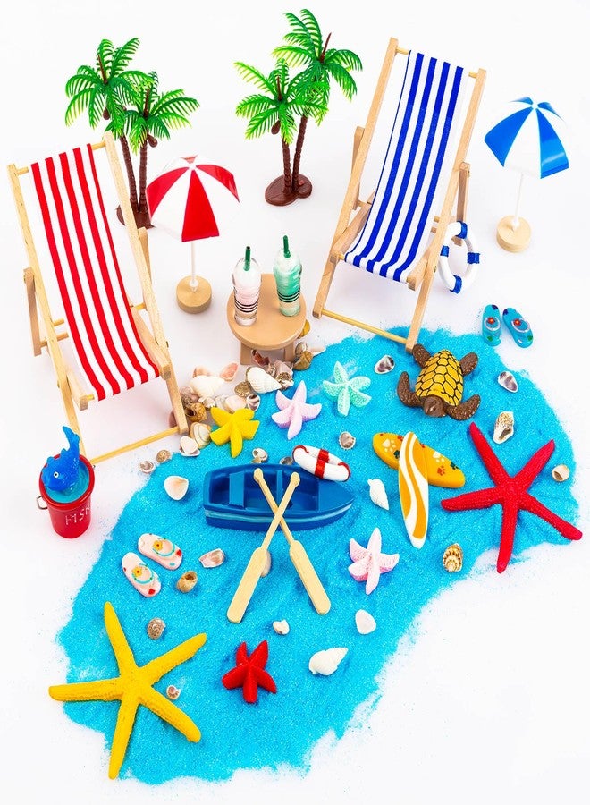 LHSYFBZ 18 Pcs Beach Miniature Dollhouse Decoration, Beach Cake Decorations, Umbrella Palm Chair Miniature Toys for DIY Garden and Plant Decoration - Image 1
